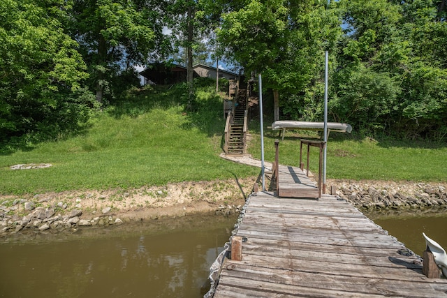 1145 Hillandale Dr, Sanders, KY 41083 - dock with stairway, a water view, and a yard