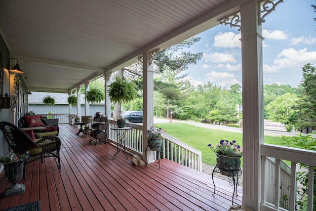 1145 Hillandale Dr, Sanders, KY 41083 - wooden porch featuring a lawn