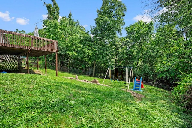 6161 Ridgewood Ct, Florence, KY 41042 - view of yard featuring a deck and a playground