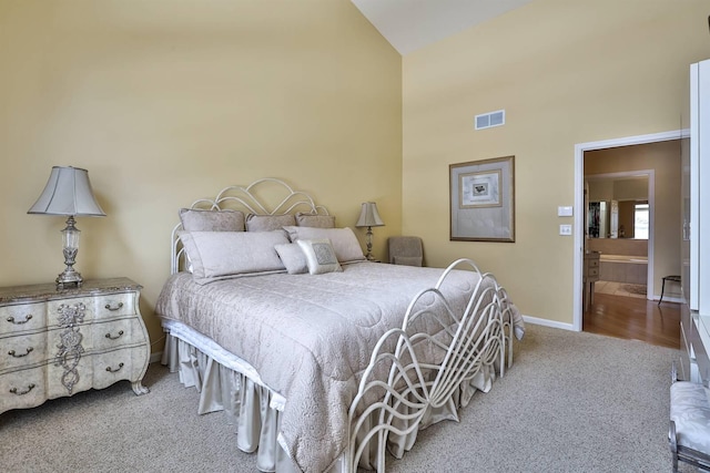 2754 Mansion Pl, Crestview Hills, KY 41017 - bedroom with carpet floors, high vaulted ceiling, and baseboards