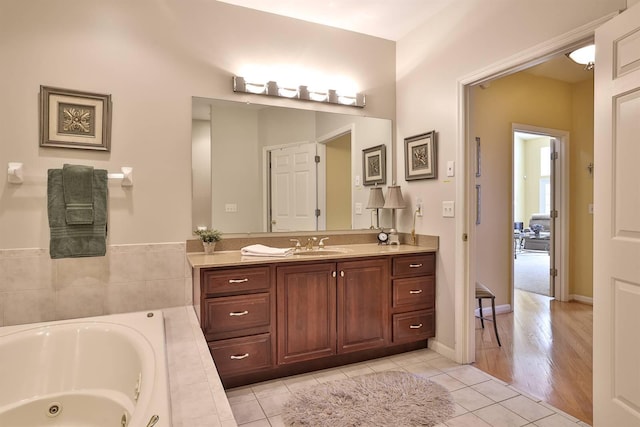 2754 Mansion Pl, Crestview Hills, KY 41017 - full bathroom featuring vanity, a tub with jets, and tile patterned floors
