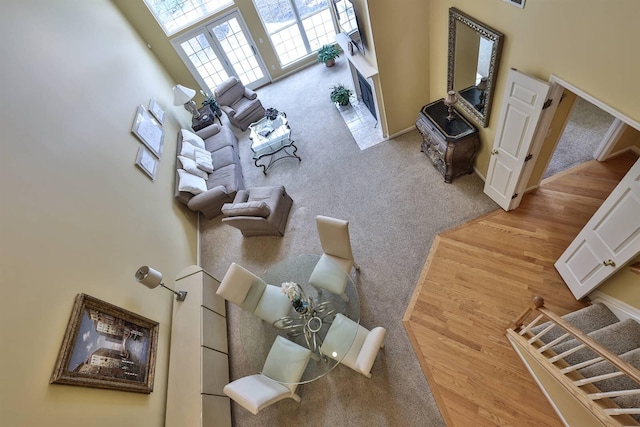 2754 Mansion Pl, Crestview Hills, KY 41017 - carpeted living room with wood finished floors and baseboards