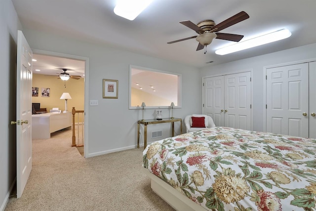 2754 Mansion Pl, Crestview Hills, KY 41017 - bedroom featuring multiple closets, carpet flooring, a ceiling fan, and baseboards