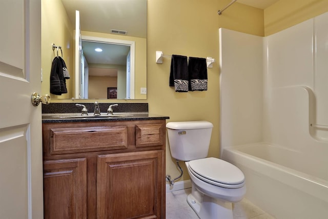 2754 Mansion Pl, Crestview Hills, KY 41017 - bathroom with toilet, tile patterned flooring, shower / bath combination, vanity, and baseboards