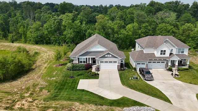 6520 Cannondale Dr, Burlington, KY 41005 - aerial view of property and surrounding area with a forest
