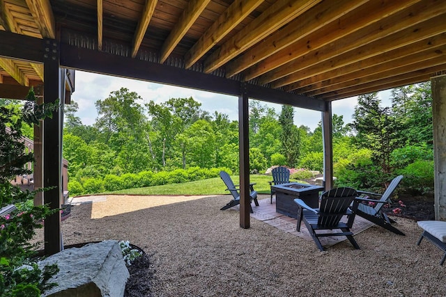 6520 Cannondale Dr, Burlington, KY 41005 - view of patio with a fire pit