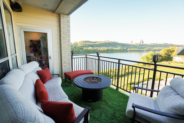 101 Harbor Greene Dr Unit W705, Bellevue, KY 41073 - balcony with a water view and an outdoor fire pit