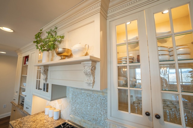 101 Harbor Greene Dr Unit W705, Bellevue, KY 41073 - detailed view of light stone counters, backsplash, and recessed lighting
