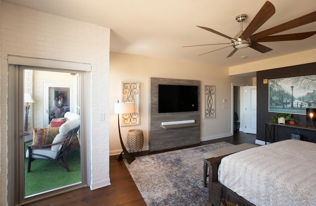 101 Harbor Greene Dr Unit W705, Bellevue, KY 41073 - bedroom with dark wood-type flooring, baseboards, and ceiling fan