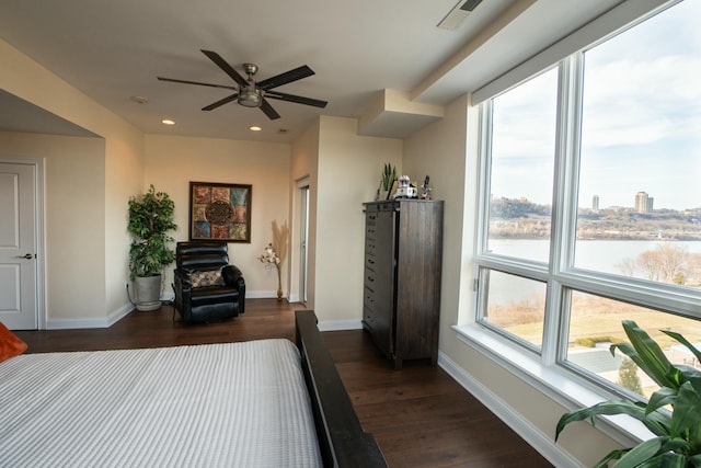 101 Harbor Greene Dr Unit W705, Bellevue, KY 41073 - bedroom with dark wood-style floors, multiple windows, baseboards, and recessed lighting