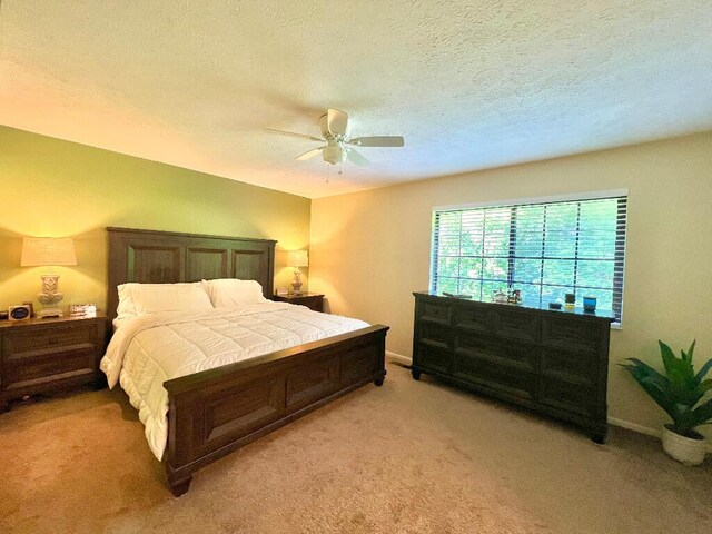202 Shaker Heights Ln, Crestview Hills, KY 41017 - bedroom featuring light carpet, a ceiling fan, and a textured ceiling