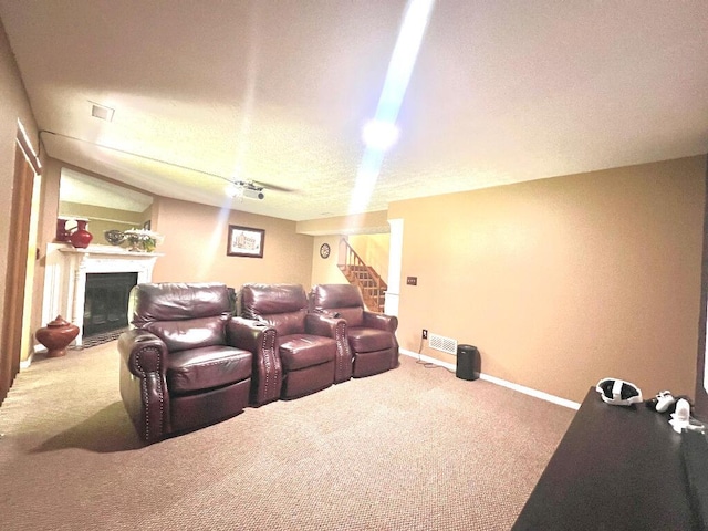 202 Shaker Heights Ln, Crestview Hills, KY 41017 - carpeted home theater room with a fireplace and baseboards