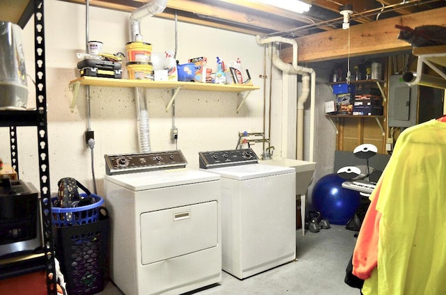 202 Shaker Heights Ln, Crestview Hills, KY 41017 - laundry area with washing machine and clothes dryer and electric panel