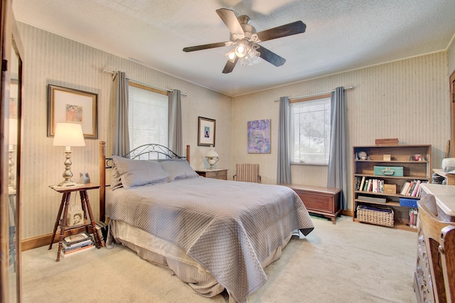 2641 Turkeyfoot Rd, Lakeside Park, KY 41017 - bedroom with light colored carpet, a ceiling fan, and a textured ceiling
