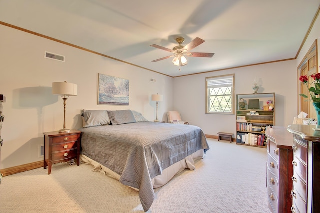 2641 Turkeyfoot Rd, Lakeside Park, KY 41017 - bedroom with ornamental molding, light carpet, baseboards, and a ceiling fan