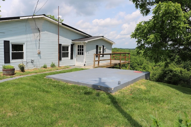 555 Breck Rd, Owenton, KY 40359 - back of property with a deck, a lawn, and a patio area