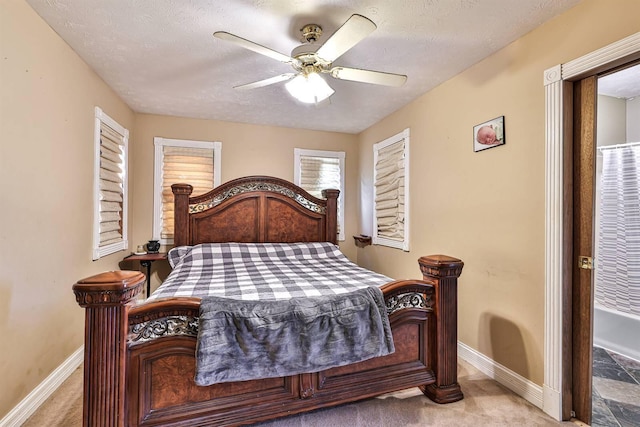 575 Stringtown Rd, Corinth, KY 41010 - bedroom with carpet floors, a ceiling fan, and a textured ceiling
