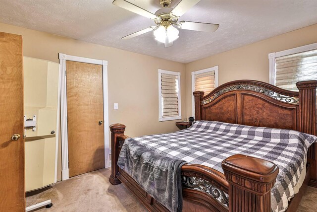 575 Stringtown Rd, Corinth, KY 41010 - bedroom featuring carpet flooring, ceiling fan, a textured ceiling, and multiple windows
