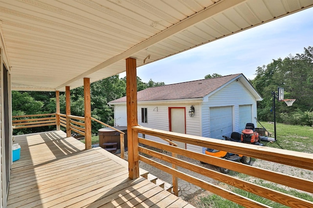 575 Stringtown Rd, Corinth, KY 41010 - deck featuring a garage and an outbuilding