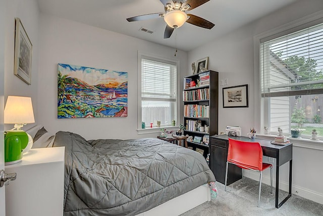 805 Ann St, Newport, KY 41071 - carpeted bedroom with a desk, baseboards, and a ceiling fan