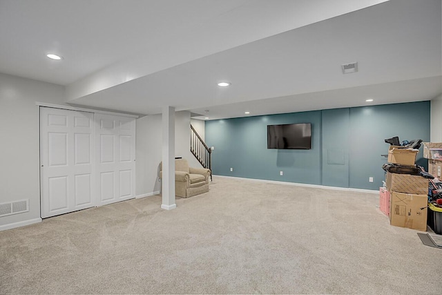 10658 Blooming Ct, Independence, KY 41051 - finished below grade area with carpet, stairs, and recessed lighting