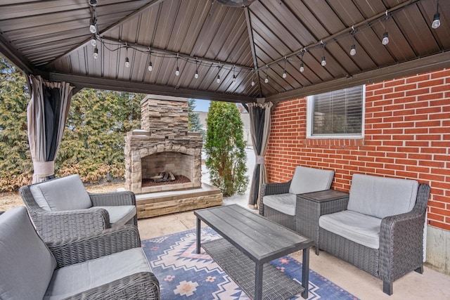 10335 Mackay Ct, Independence, KY 41051 - view of patio featuring a gazebo and an outdoor living space with a fireplace