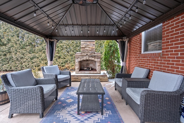 10335 Mackay Ct, Independence, KY 41051 - view of patio / terrace with a gazebo and an outdoor living space with a fireplace