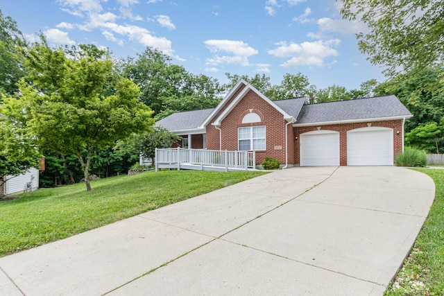 1285 Edinburgh Ln, Union, KY 41091 - ranch-style house with brick siding, a garage, a front lawn, concrete driveway, and a shingled roof