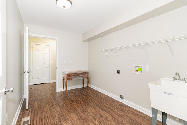 1285 Edinburgh Ln, Union, KY 41091 - laundry area with dark wood finished floors, electric dryer hookup, and hookup for a washing machine