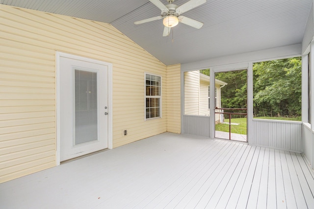 1285 Edinburgh Ln, Union, KY 41091 - unfurnished sunroom featuring a ceiling fan and lofted ceiling