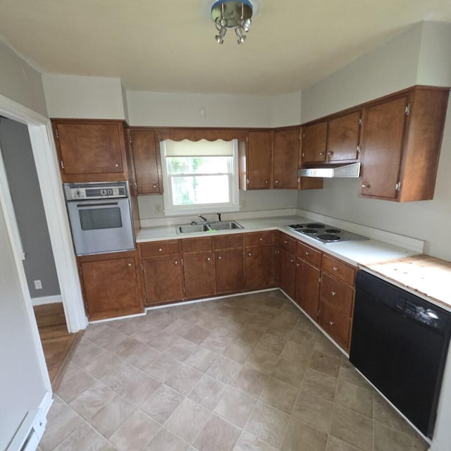 106 Roland Ave, Owenton, KY 40359 - kitchen with oven, dishwasher, a sink, electric stovetop, and under cabinet range hood