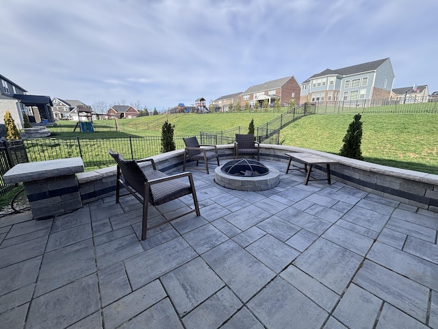 13014 Borel Ct, Union, KY 41091 - view of patio featuring a fire pit and a residential view