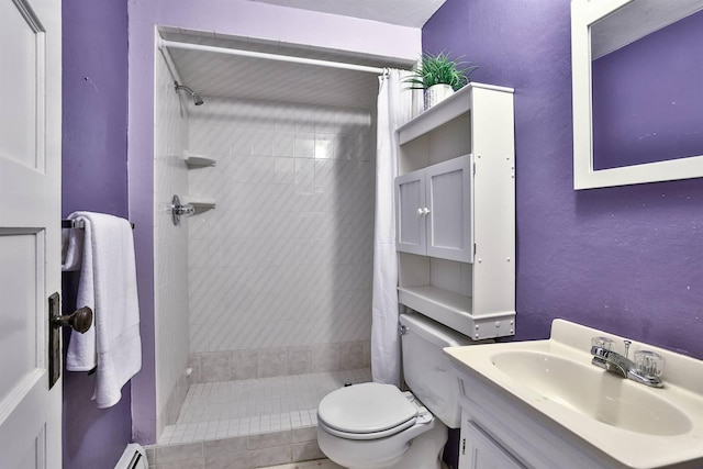 724 Dudley Rd, Edgewood, KY 41017 - full bath with a tile shower, vanity, and a baseboard radiator