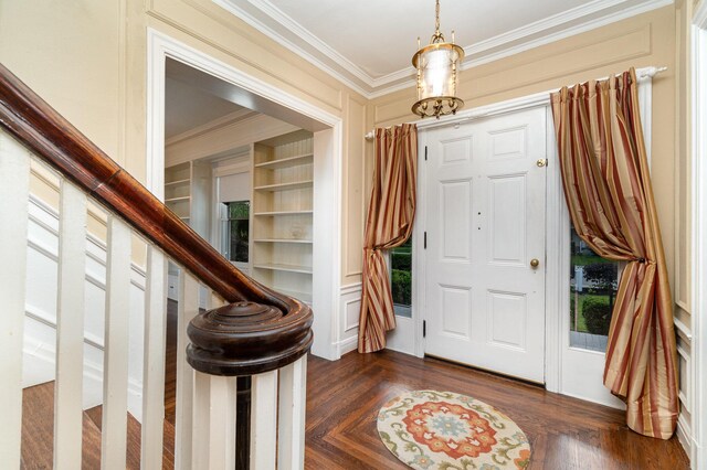 34 Ridge Rd, Fort Mitchell, KY 41011 - entrance foyer featuring crown molding, a chandelier, and plenty of natural light