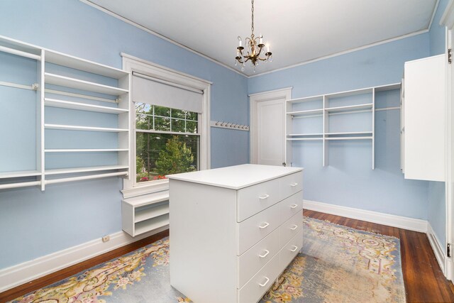 34 Ridge Rd, Fort Mitchell, KY 41011 - spacious closet featuring a chandelier and dark wood-style flooring