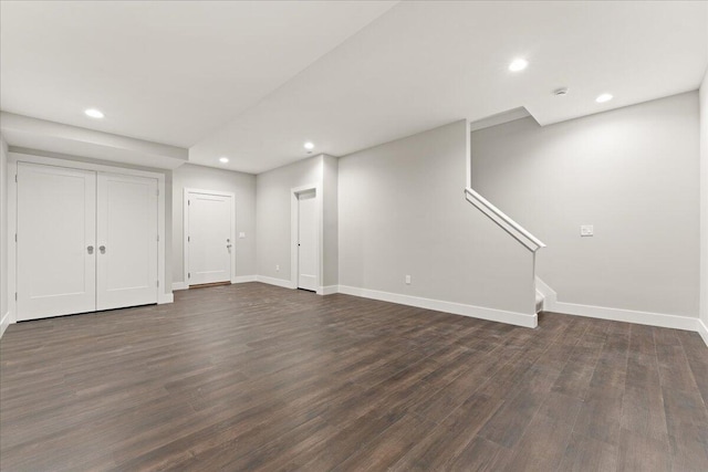 95 W 13th St Unit 11, Newport, KY 41071 - basement featuring dark wood-style flooring and recessed lighting