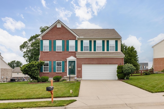 2778 Parkerridge Dr, Independence, KY 41051 - view of front of house with driveway, a garage, a front lawn, roof with shingles, and brick siding