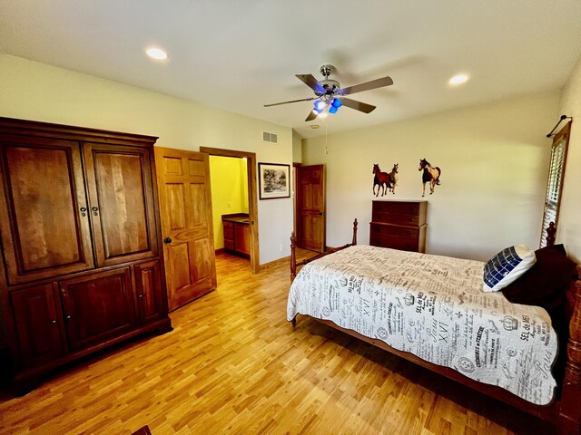 3745 Sweet Owen Rd, Owenton, KY 40359 - bedroom with light wood finished floors, recessed lighting, baseboards, and ceiling fan