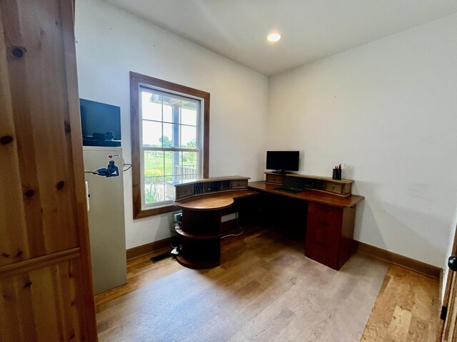 3745 Sweet Owen Rd, Owenton, KY 40359 - office with wood finished floors, baseboards, and recessed lighting