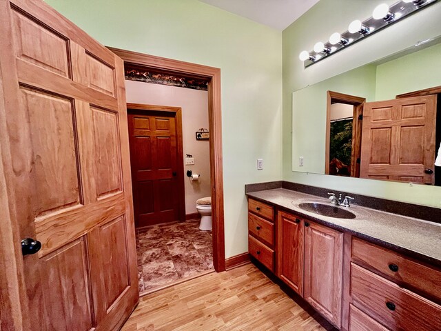 3745 Sweet Owen Rd, Owenton, KY 40359 - bathroom featuring vanity, toilet, and wood finished floors