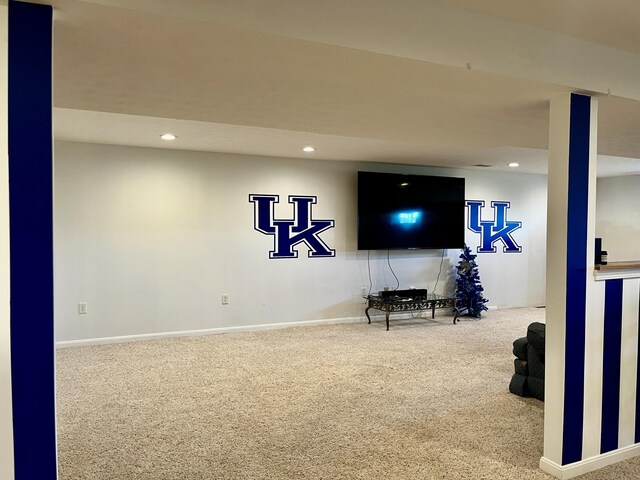 3745 Sweet Owen Rd, Owenton, KY 40359 - carpeted living area with baseboards and recessed lighting