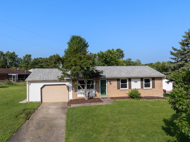 3771 Feather Ln, Elsmere, KY 41018 - single story home featuring driveway, a front yard, an attached garage, brick siding, and roof with shingles