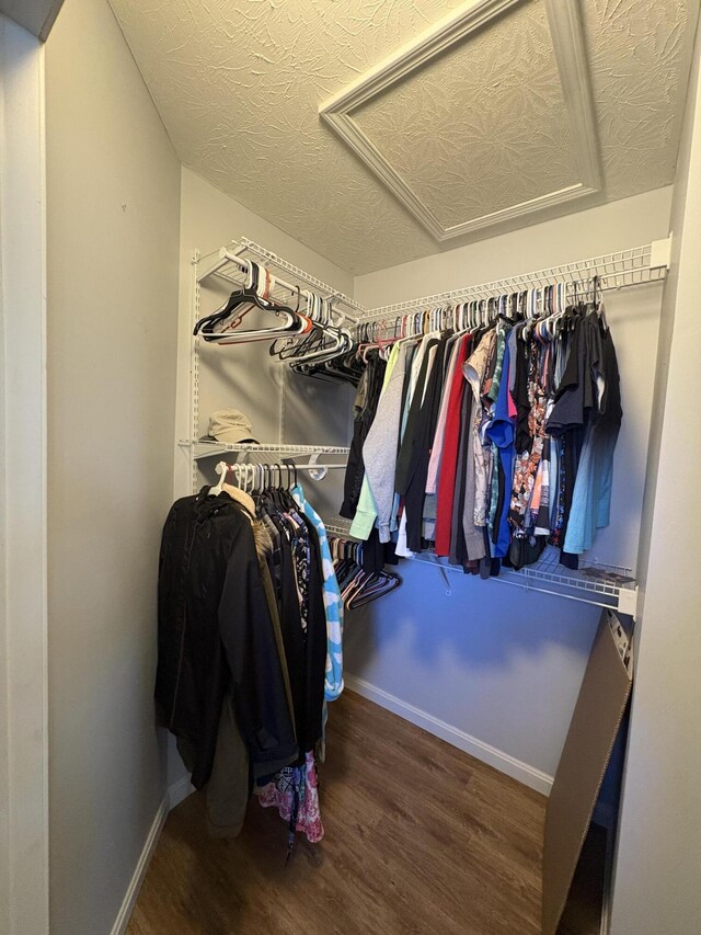 301 Fairway Dr, Dry Ridge, KY 41035 - spacious closet featuring attic access and wood finished floors