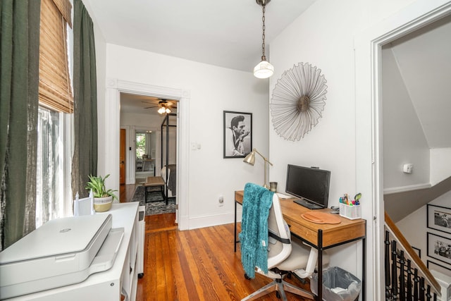 1915 Scott St, Covington, KY 41014 - home office with dark wood-type flooring and a ceiling fan