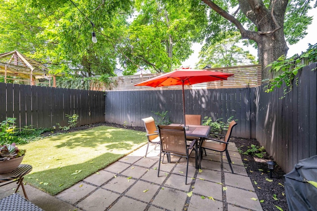 1915 Scott St, Covington, KY 41014 - fenced backyard with a patio area and outdoor dining space