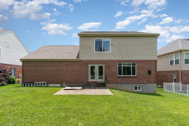 2282 Berkshire Ct, Florence, KY 41042 - back of house featuring a patio area, brick siding, french doors, and roof with shingles