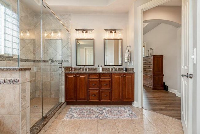 1217 Citation Dr, Union, KY 41091 - full bathroom with double vanity, tile patterned floors, and a stall shower