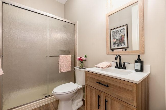 1217 Citation Dr, Union, KY 41091 - full bathroom featuring vanity, a shower stall, and wood finished floors