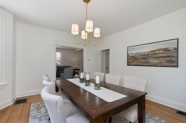22 Woodland Pl, Fort Thomas, KY 41075 - dining space featuring a chandelier and light wood finished floors