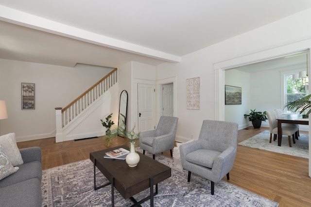 22 Woodland Pl, Fort Thomas, KY 41075 - living room featuring stairs and wood finished floors